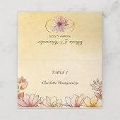 秋の水色フローラテラコッタイエロー結婚ズ プレイスカード (外部開封)