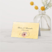 秋の水色フローラテラコッタイエロー結婚ズ プレイスカード (裏面)