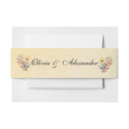 秋の水色フローラテラコッタイエロー結婚ズ 招待状ベリーバンド