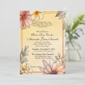 秋の水色フローラテラコッタイエロー結婚ズ 招待状 (スタンド正面)