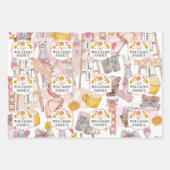 秋の水色秋パーソナライズされたファミリー名 ラッピングペーパーシート (正面3)