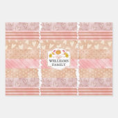 秋の水色秋パーソナライズされたファミリー名 ラッピングペーパーシート (正面2)