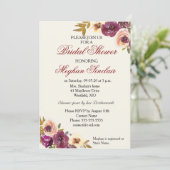 秋の水色花模様-ブライダルシャワー 招待状 (スタンド正面)