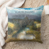 秋の池の水の絵画色 クッション (ブランケット)