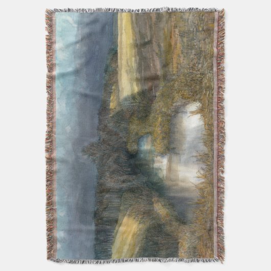 秋の池の水の色絵画の スローブランケット (正面縦)