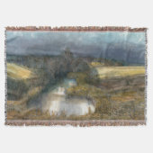 秋の池の水の色絵画の スローブランケット (正面)