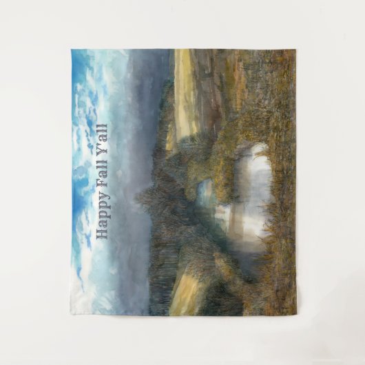 秋の池の水の色絵画の タペストリー (正面)