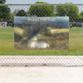 秋の池の水の色絵画の 横断幕 (インサイチュ)