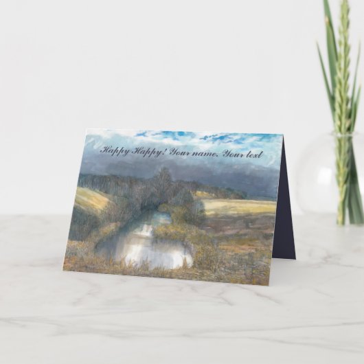 秋の池の水色 カード (正面)