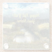 秋の池の水色 ガラスコースター (裏面)