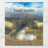 秋の池の水色 ワインラベル (シングルラベル)