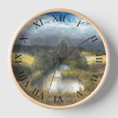 秋の池の水色 壁時計 (正面)