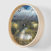 秋の池の水色 壁時計 (傾斜)