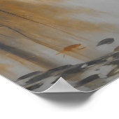 秋の池の風景、ヴィンテージアート、絵画池の風景。 ポスター (角)