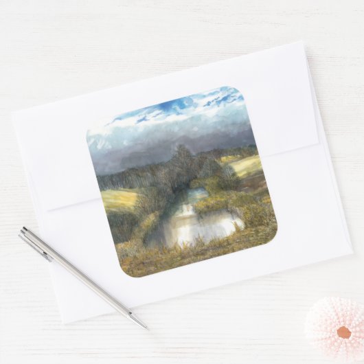 秋の池 スクエアシール (封筒)