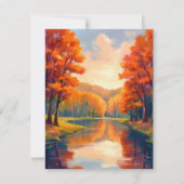 秋の池 | 秋の紅葉 水彩画 ナチュラルカード (正面)
