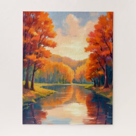 秋の池 | 秋の紅葉 水彩画 自然 ジグソーパズル
