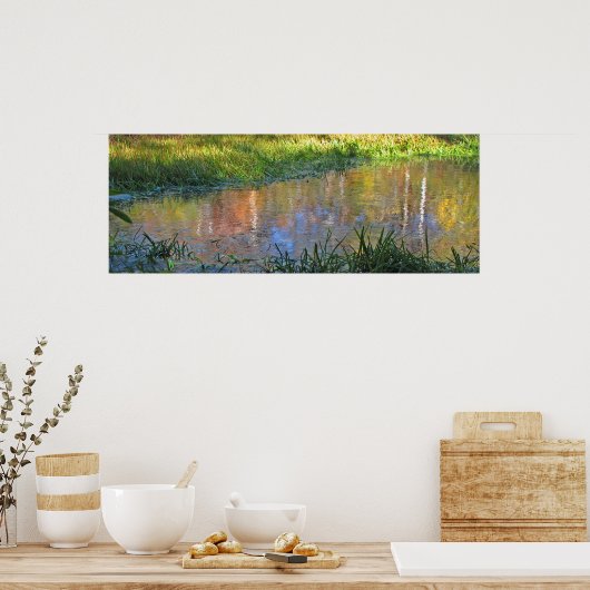 秋の沼の反射 ポスター (キッチン)