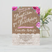 秋の洗礼1歳誕生日パーティーお祝いカード 招待状 (スタンド正面)