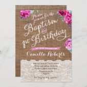 秋の洗礼1歳誕生日パーティーお祝いカード 招待状 (正面/裏面)