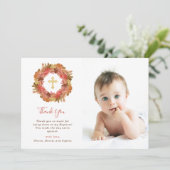 秋の洗礼|の紅葉および金ゴールドの十字の写真 サンキューカード (スタンド正面)