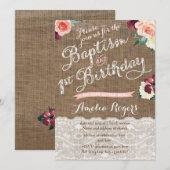 秋の洗礼 初誕生日パーティー 女の子 招待状 (正面/裏面)