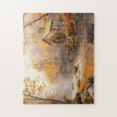 秋の流れによる老水車小屋 ジグソーパズル (縦)