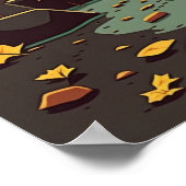 秋の流れウッズオレンジブラウングリーン ポスター (角)