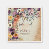秋の混合水色フローラ結婚ズ スタンダードカクテルナプキン (正面)