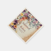 秋の混合水色フローラ結婚ズ スタンダードカクテルナプキン (角)