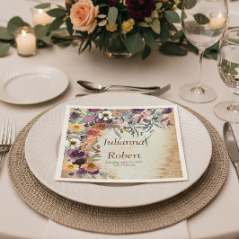 秋の混合水色フローラ結婚ズ スタンダードカクテルナプキン