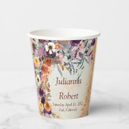 秋の混合水色フローラ結婚ズ 紙コップ
