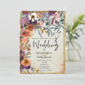 秋の混合水色フローラ結婚式招待状 招待状 (スタンド正面)