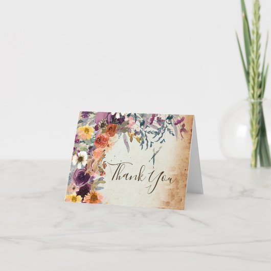 秋の混合水色フローラ サンキューカード (正面)
