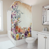 秋の混合水色フローラ シャワーカーテン (インサイチュ)