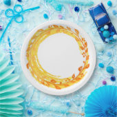 秋の渦巻きリースイン紅葉 ペーパープレート (パーティー)