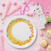 秋の渦巻きリースイン紅葉 ペーパープレート (パーティー)