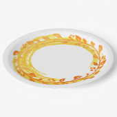 秋の渦巻きリースイン紅葉 ペーパープレート (アングル)