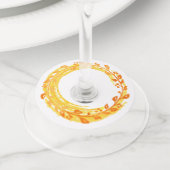 秋の渦巻きリースイン紅葉 ワイングラスタグ (クローズアップ)