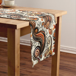 秋の渦巻き感謝祭 ショートテーブルランナー