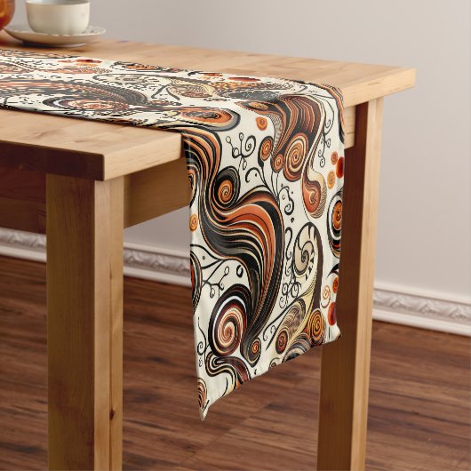 秋の渦巻き感謝祭 ショートテーブルランナー (インサイチュ)