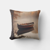 秋の湖に木製のボート クッション (正面)