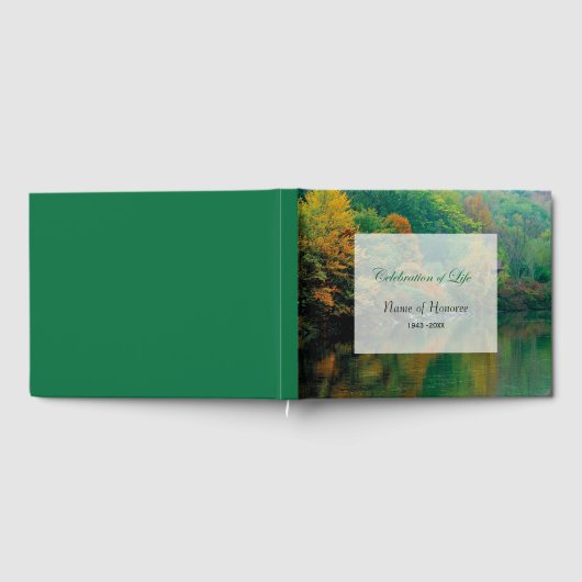 秋の湖のシーンお祝いの記念碑 ゲストブック (全面)