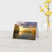 秋の湖のシーンカード カード (黄色い花)