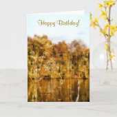 秋の湖 カード (黄色い花)