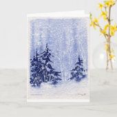 秋の湖「冬の松」グリーティングカード カード (黄色い花)