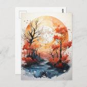 秋の満月はがき ポストカード (正面/裏面)