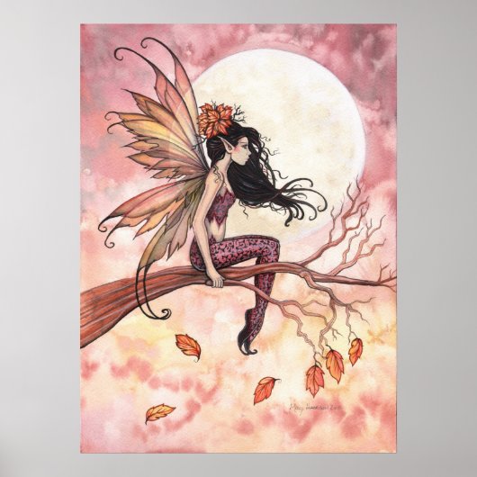秋の満月妖精ポスター ポスター (正面)