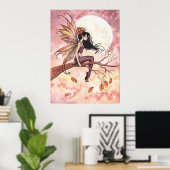 秋の満月妖精ポスター ポスター (ホームオフィス)