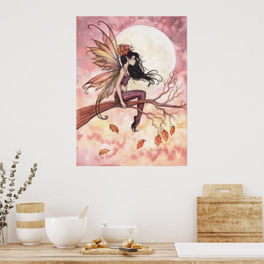 秋の満月妖精ポスター ポスター (キッチン)